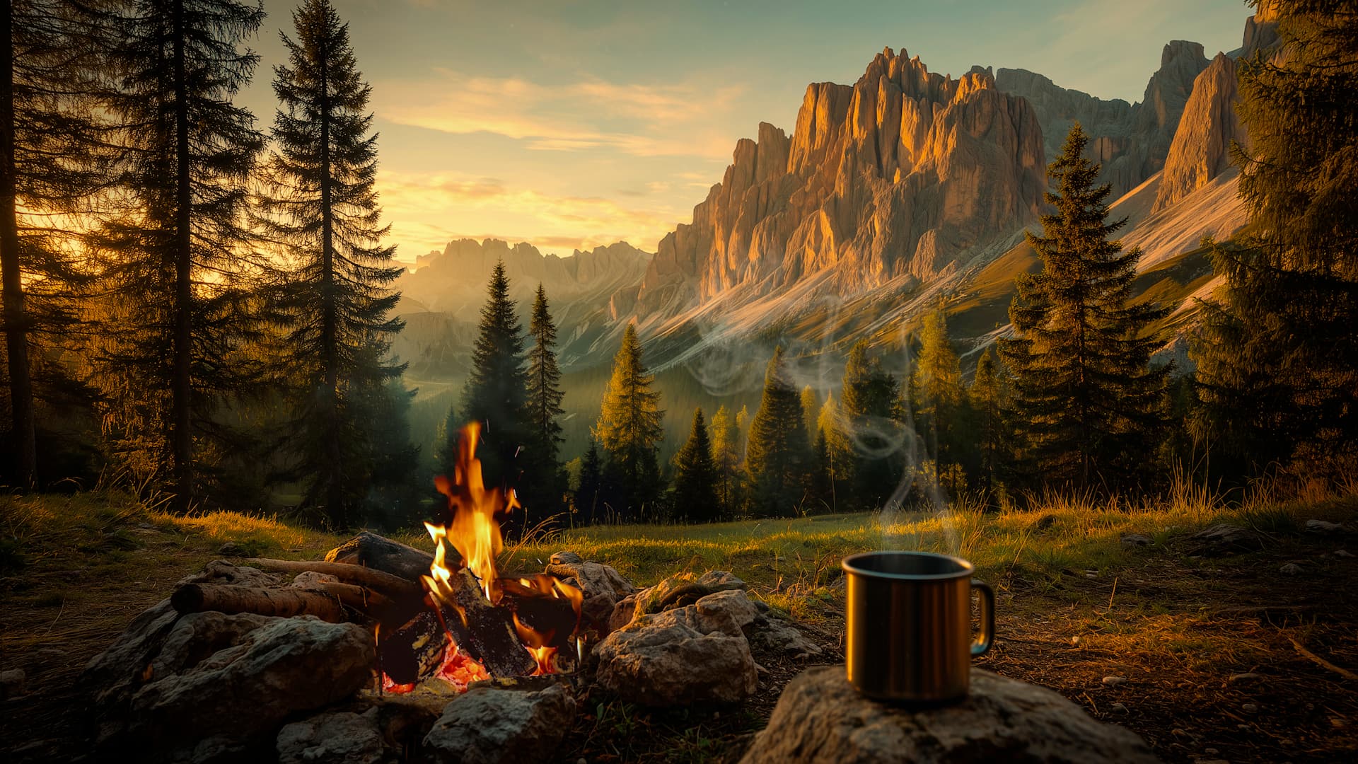 First Light in the Dolomites